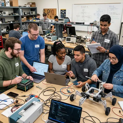 Diverse Computer Engineering Students Creating a Prototype
