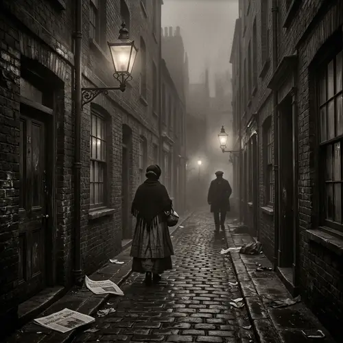 Victorian Era Foggy Alley in East End London