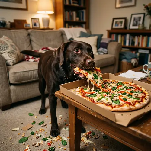 Adorable Dog Enjoying Delicious Pizza