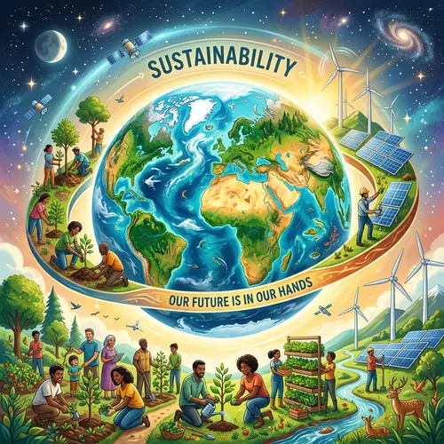 Vibrant Illustration of Sustainable Future | Global Collaboration