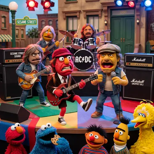 AC/DC Animated Characters on Sesame Street
