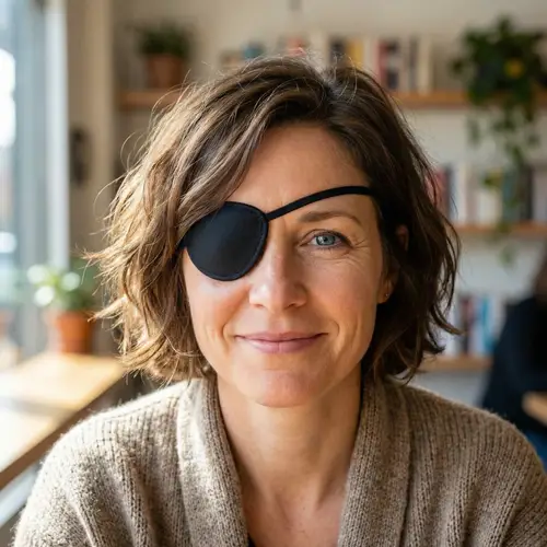 Caucasian Woman with Bob Haircut and Eyepatch