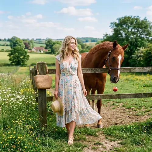 Mischievous Horse Prank: A Classy Woman's Surprise