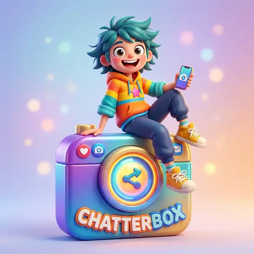 Stylized Cartoon Character on Camera Logo | Vibrant 3D Illustration