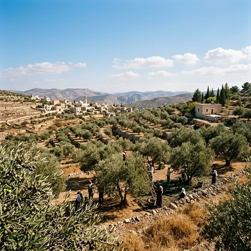Traditional Palestinian Olive Grove in Autumn | Panoramic View