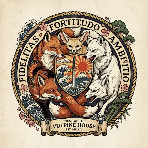 Japanese Art Family Crest: Loyalty, Strength, Ambition & Foxes