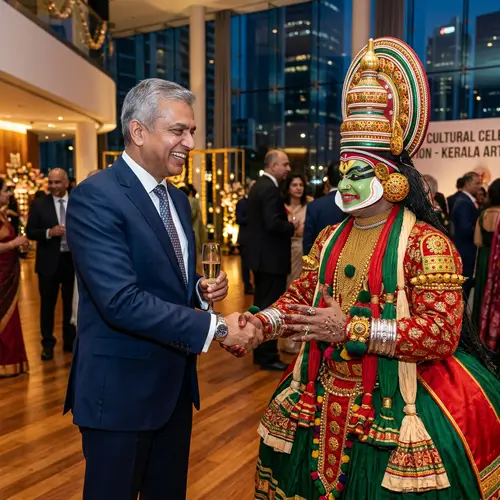 Executive Man with Kathakali Dancer: A Unique Encounter