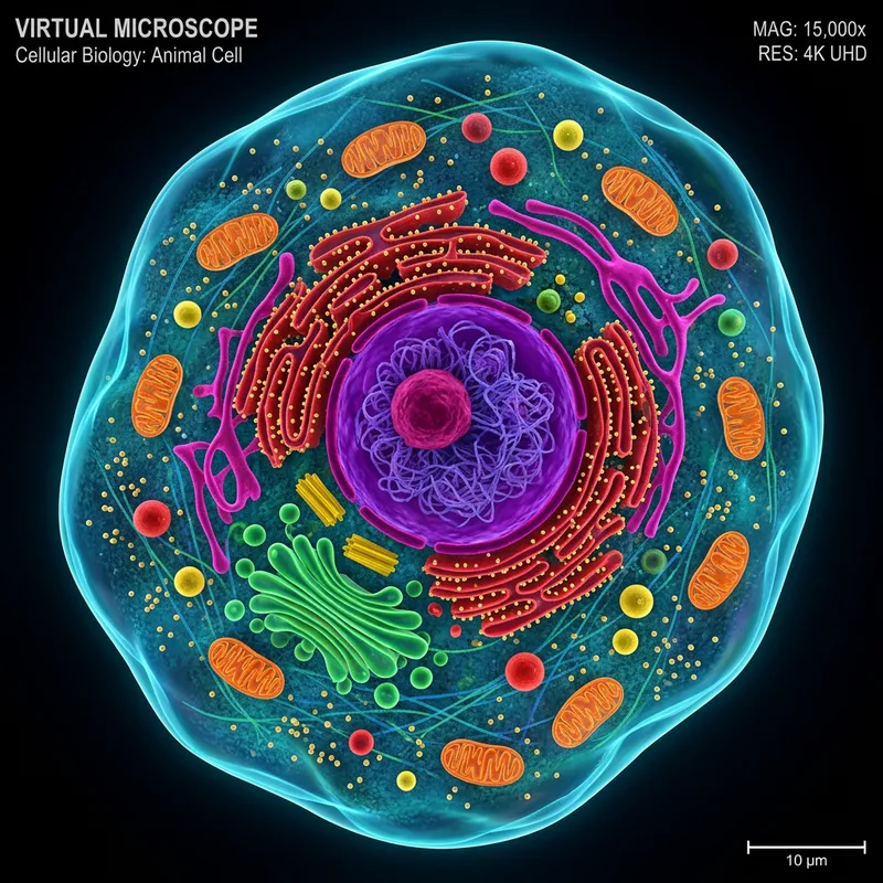 Detailed Image of a Biological Cell under Virtual Microscope