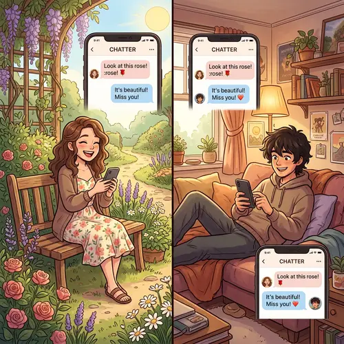 Charming Animated Couple Chat in Unique Locations