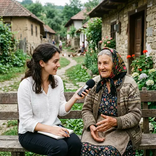 Hyperrealistic Village Interview Photography