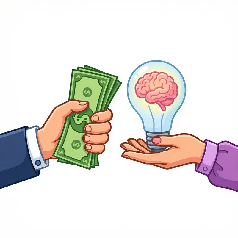 Creative Clipart of Hands Exchanging Money for Ideas