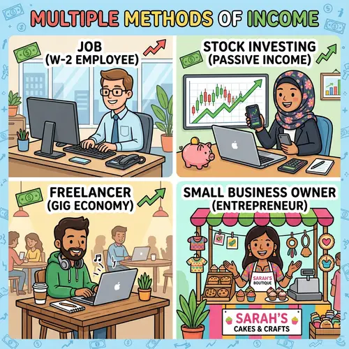 Explore Diverse Income Methods: Clipart Guide