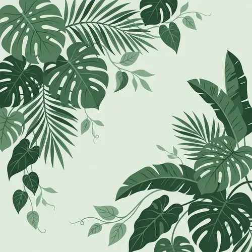 Tropical Leaves Minimalist Background Design