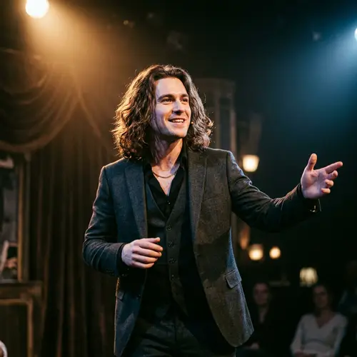 Male Actor Performing Under Dramatic Lighting