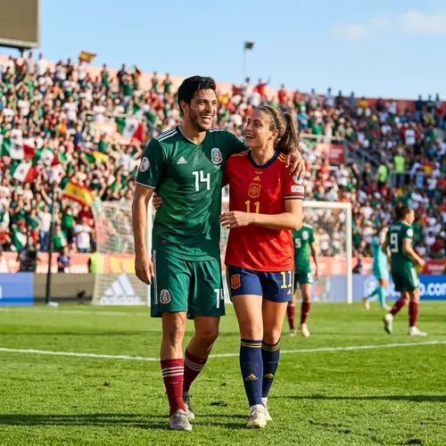 Joyous Soccer Players on Sunny Football Pitch