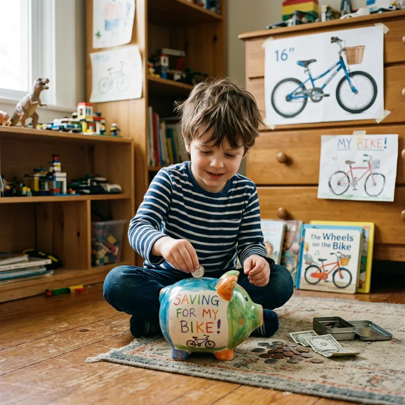 A Little Boy Saving for His First Bike A Little Boy Saving for His First Bike
