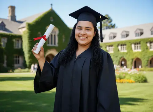 Proud Graduate in Cap and Gown