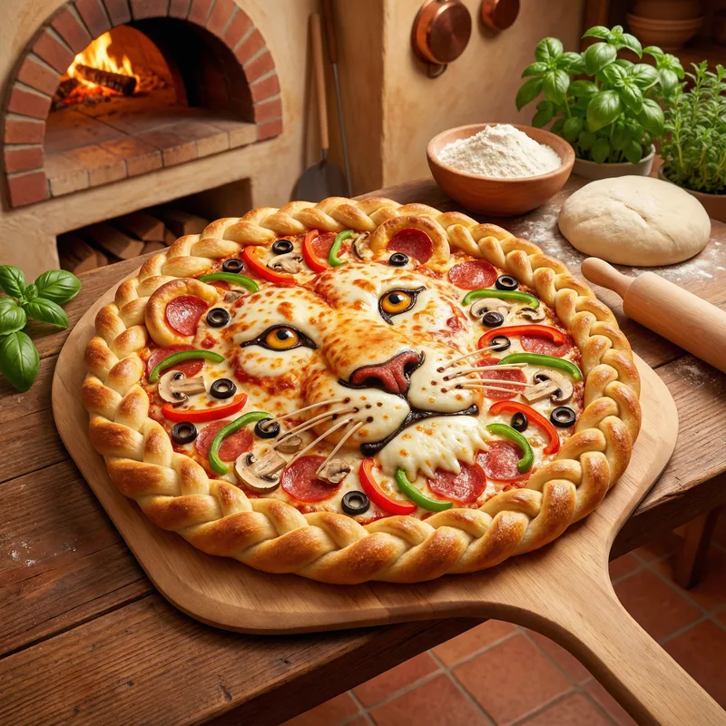 Lion Pizza: Creative Masterpiece Pizza with Crust Mane