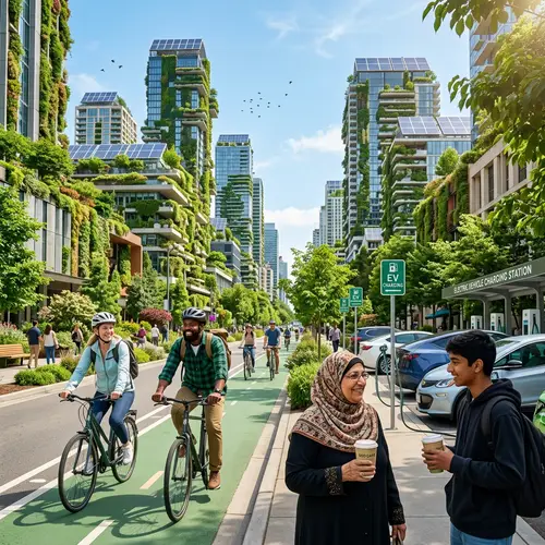 Sustainable Urban Living - Diverse Community Embraces Green Future