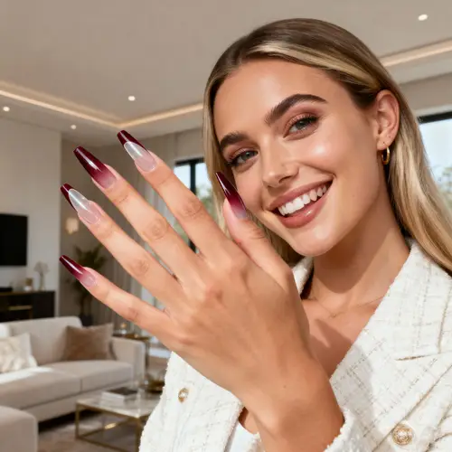 Chic Ombre Nails: Stylish British Woman's Look