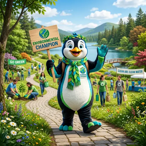Eco-Friendly Penguin Mascot Design