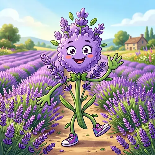 Cartoon Lavender Mascot with Arms and Legs