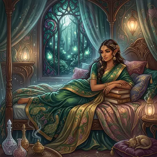 Enchanting Elven Figure in Luxurious Ambiance | Art Nouveau Style
