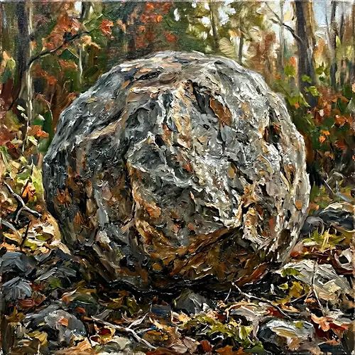 Rugged Grey Stone - Realistic Oil Painting