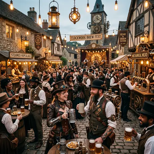 Steampunk Beer Festival in Cabannes Town Square
