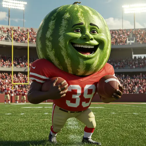Watermelon Man with Football - Fun Concept Art