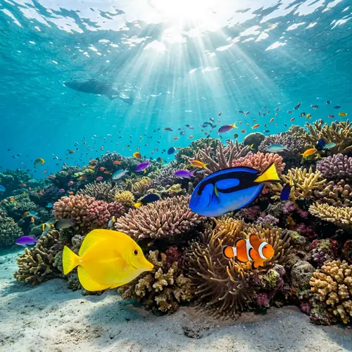 Clear Underwater Scene with Bright Colored Fish