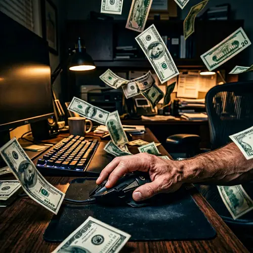 Agile Hand Clicking Computer Mouse in Realistic Office Scene