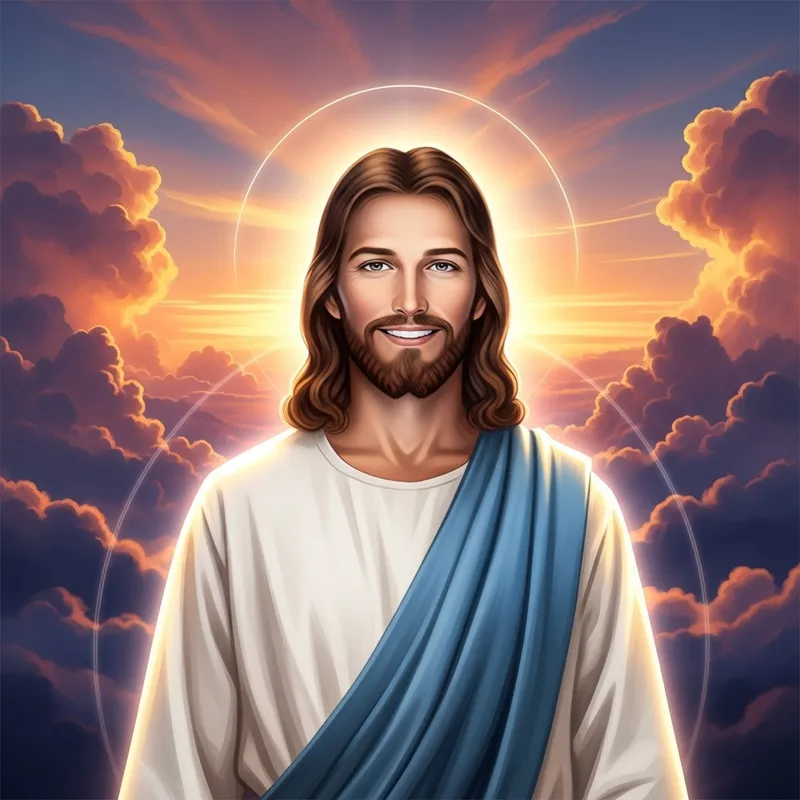 Serene Image of Jesus Christ in Majestic Sunset