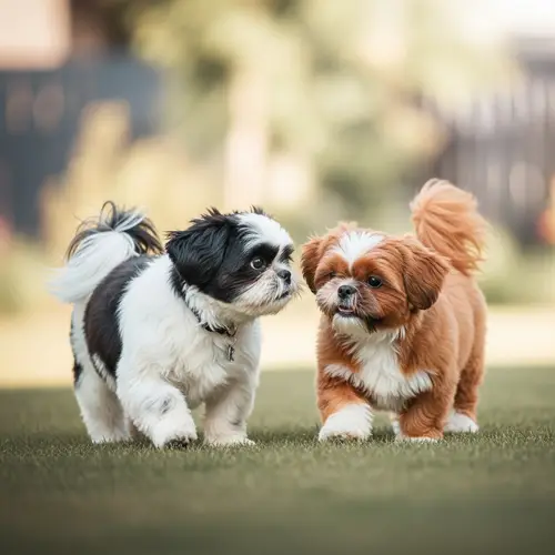 Two Shih Tzu Dogs Playing Together