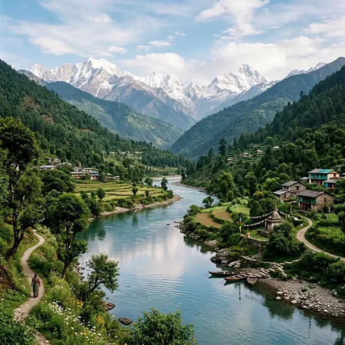 Scenic Ganges River Views in Uttarakhand, India