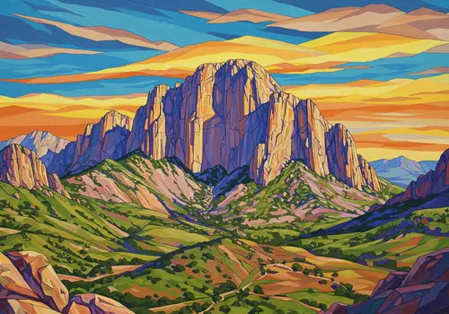 Guadalupe Mountains National Park Art in Neo Cubism