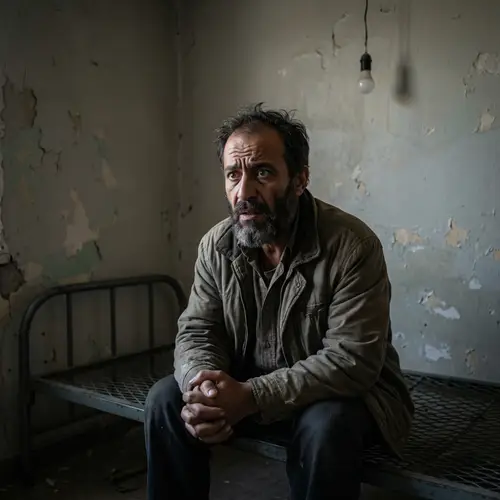 Middle-Eastern Man Expressing Anxiety in Dimly Lit Room