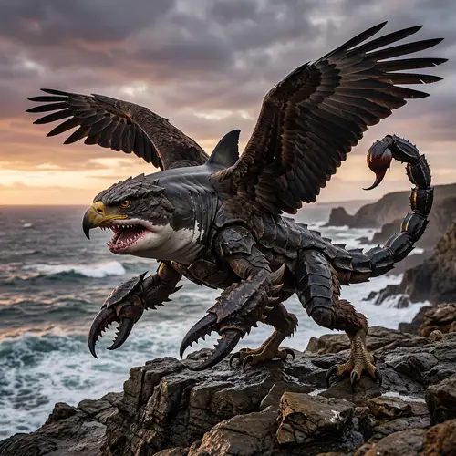 Scorpion-Shark-Eagle Hybrid Art