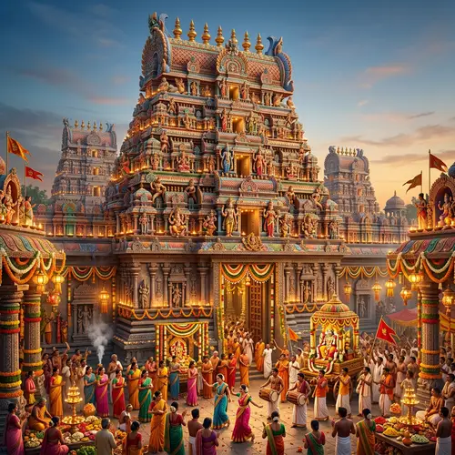 Traditional Indian Festival Temple 3D Model | Sculptural Decorations