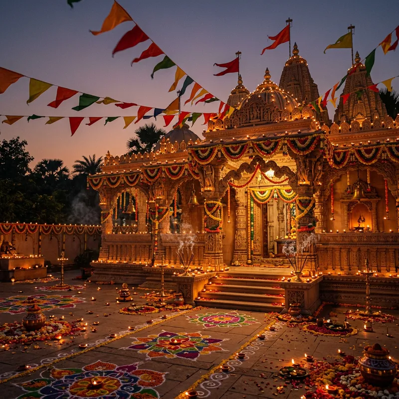 Traditional Indian Festival Temple Setting