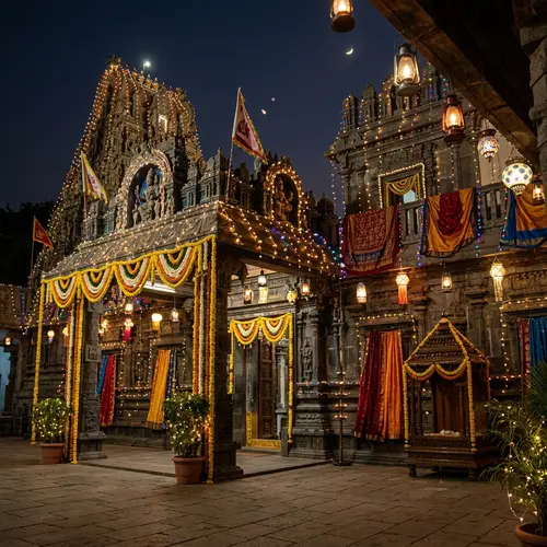 Traditional Indian Festival Temple with Intricate Carvings