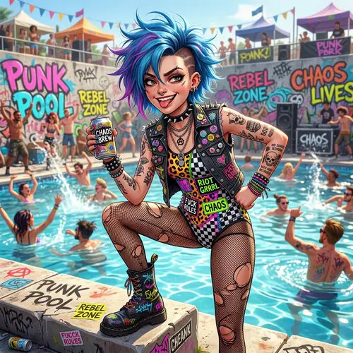3D Jinx in Colorful Swimsuit | Punk Fashion Character Design