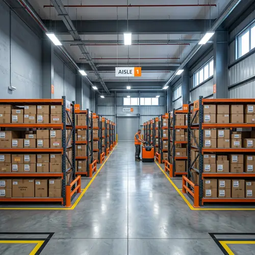 Modern Industrial Logistics Warehouse with Organized Shelving