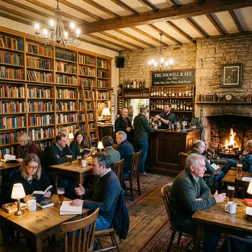 Rustic Book Tavern - Intellectual Charm & Cozy Readings