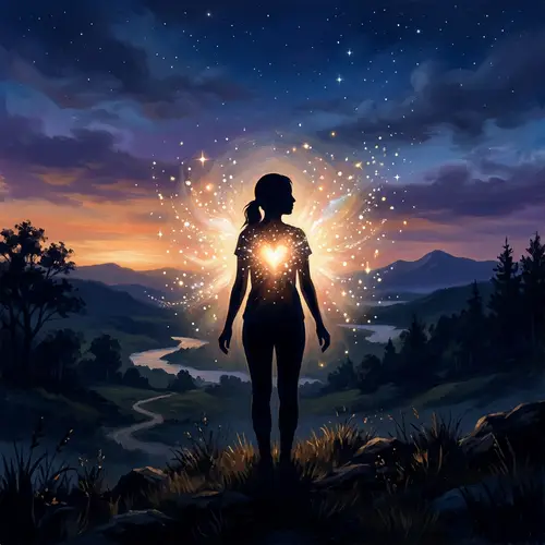 Inner Light of Hope: Silhouette Glowing with Radiant Energy