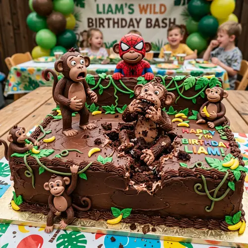 Monkey-Themed Chocolate Sheet Cake for Any Occasion