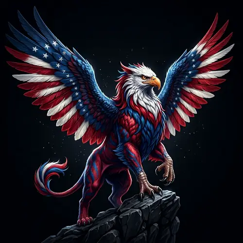 Colorful Griffin Symbolizing American Flag | Dynamic Scene