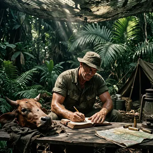 Mid-20th Century Military Figure in Cambodian Jungle | Dramatic Scene