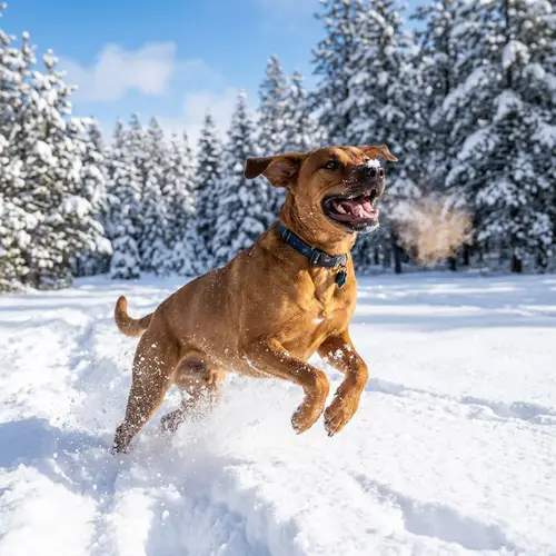 Playful Dog Enjoying Winter Snow | Joyful Scampering Scene