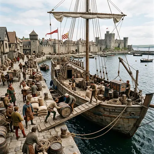 Medieval Sloop Dockside: A Historical Scene